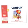 Canson Acrylic, Blocco collato 1 lato, Bianco, 10 fogli, Grana Telata, 400gr/Mq