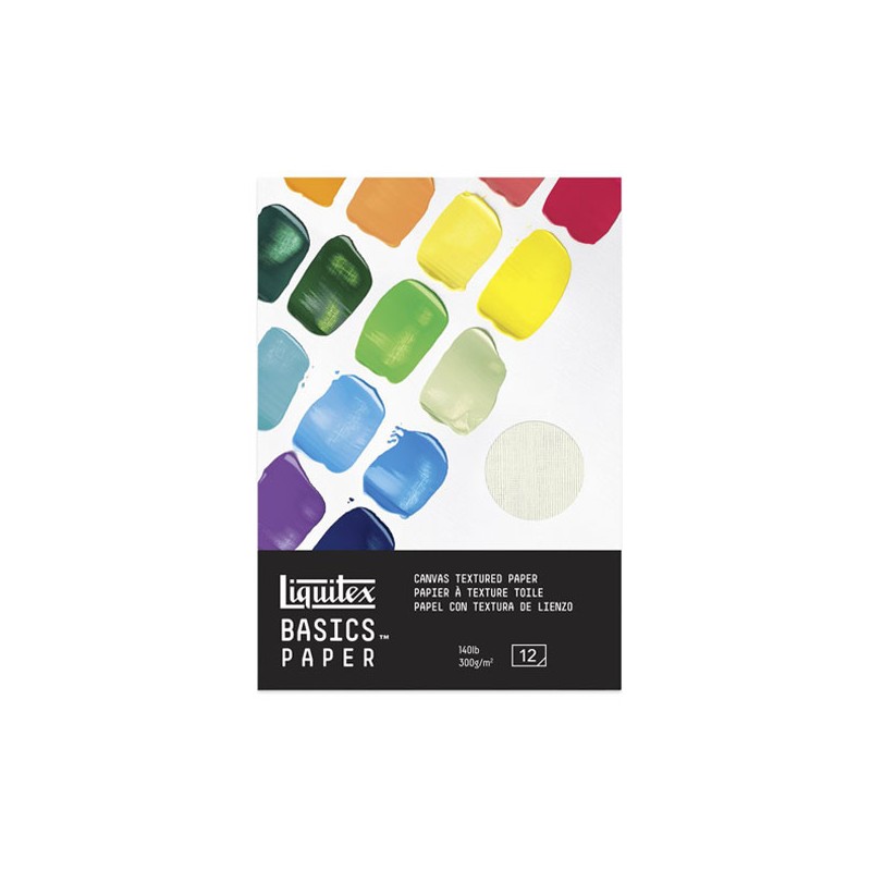 Liquitex Basics Carta Acrilico, Blocco collato 1 lato, 12 Fogli, Grana Telata, 300gr/Mq