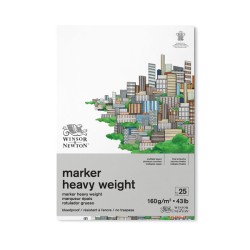 Winsor & Newton Bleedproof Marker Heavy Weight, Blocco Collato 1 Lato, 25 fogli, Grana Liscia, 160gr/Mq