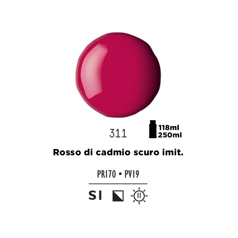 311 - Liquitex Basics Acrylic Fluid Rosso Di Cadmio Scuro imit.