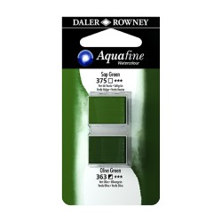 016 - Daler Rowney Aquafine Watercolour Verde vescica e Verde oliva