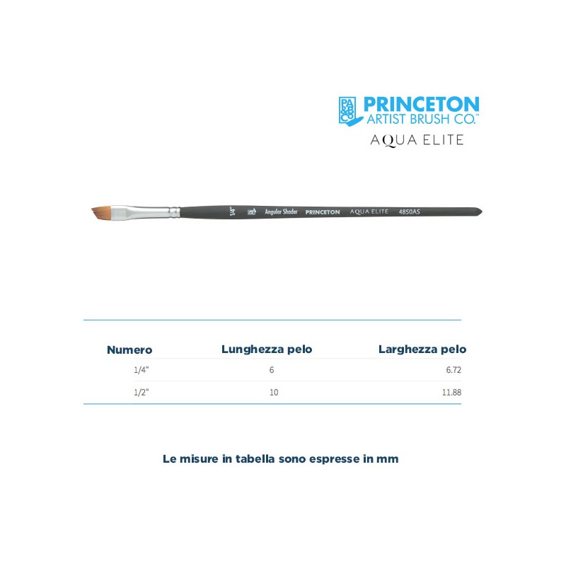 Princeton Aqua Elite Serie n.P4850 pennello sintetico martora angolare, manico corto