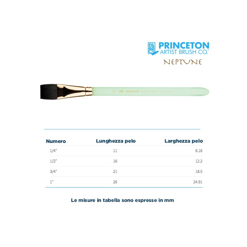 Princeton Neptune Serie n.P4750 pennello sintetico scoiattolo lavis piatto