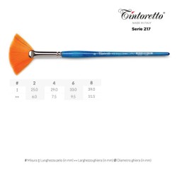 Tintoretto Serie n.217, pennello sintetico AMBRA a ventaglio, manico corto