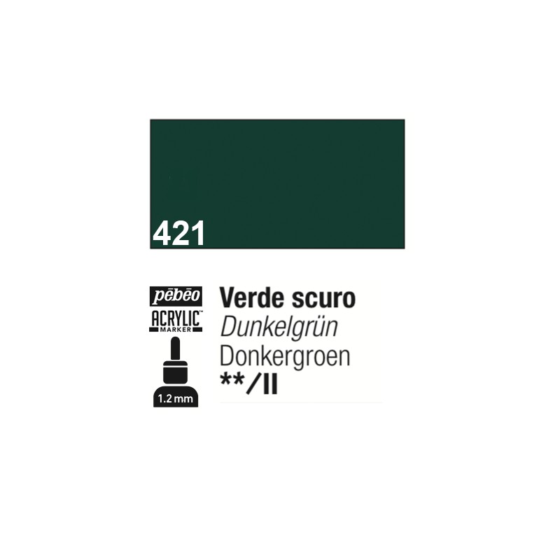 421 - Pebeo Acrylic Marker Verde Scuro punta fine rotonda 1,2mm