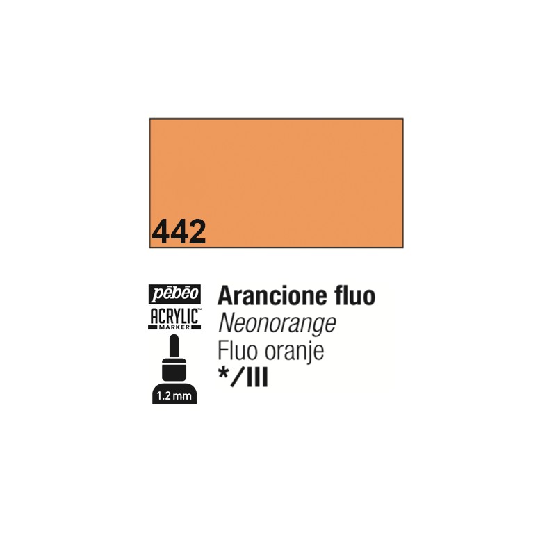 442 - Pebeo Acrylic Marker Arancione Fluo punta fine rotonda 1,2mm