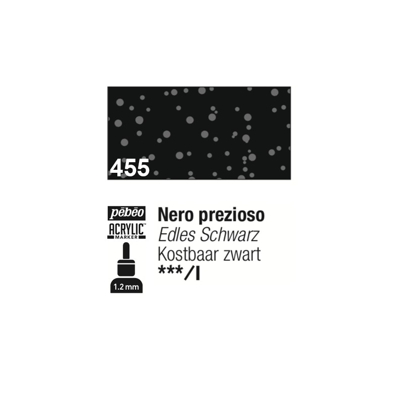 455 - Pebeo Acrylic Marker Nero Prezioso punta fine rotonda 1,2mm
