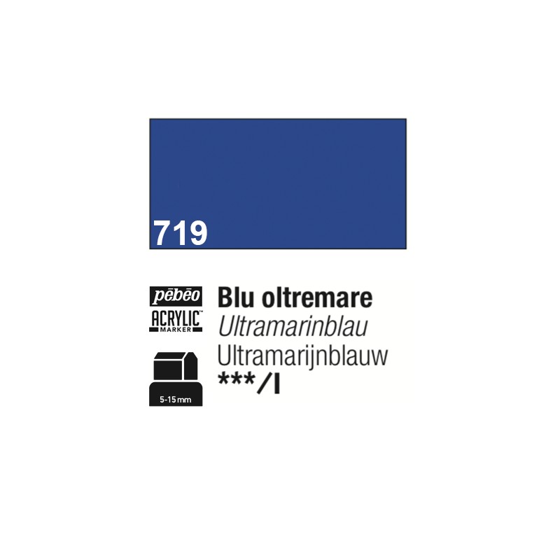 719 - Pebeo Acrylic Marker Blu Oltremare punta 3 in 1, 5-15mm