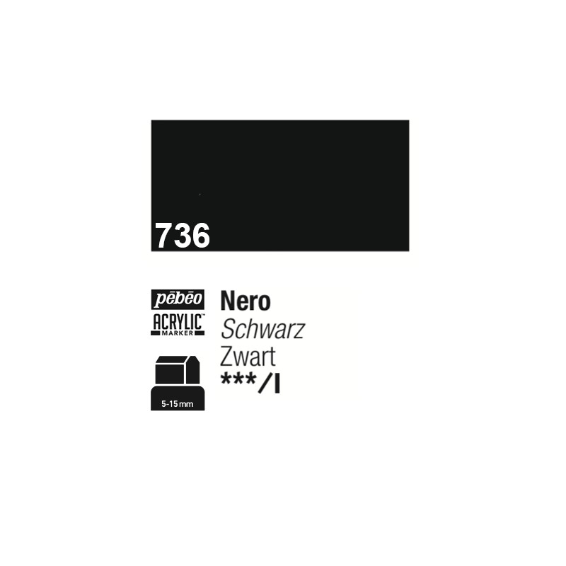 736 - Pebeo Acrylic Marker Nero punta 3 in 1, 5-15mm